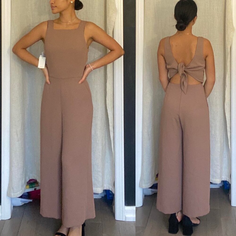 Aritzia Wilfred Ecoulement Jumpsuit Tie Back Nutmeg Brown Size 00